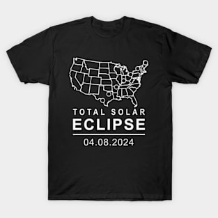 Total Solar Eclipse 2024 April 8 2024 USA Map T-Shirt